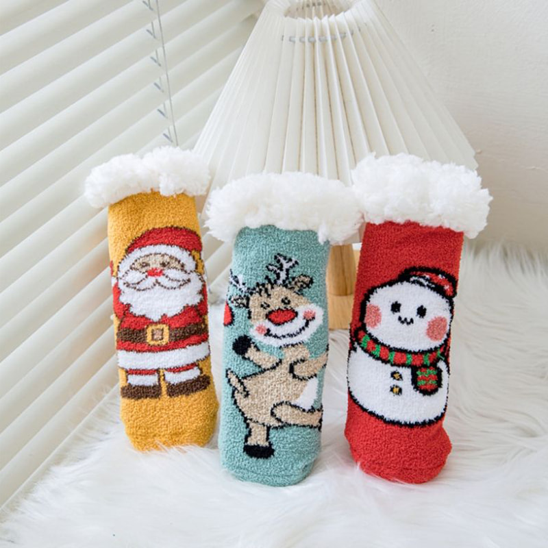 Baby Socks Coral Velvet Cartoon Christmas Socks Home Brotened Middle Tube Sleep Socks Lamb Velvet Plus Velvet Floor Socks Baby Socks Coral Velvet Cartoon Christmas Socks Home Brotened Middle Tube Sleep Socks Lamb Velvet Plus Velvet Floor Socks