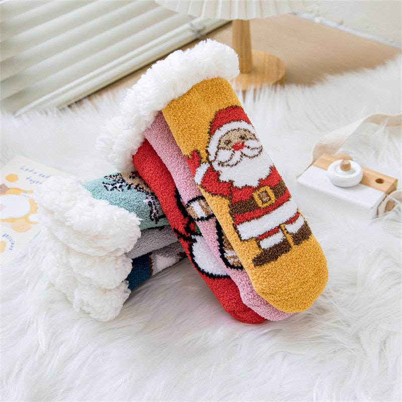 Baby Socks Coral Velvet Cartoon Christmas Socks Home Brotened Middle Tube Sleep Socks Lamb Velvet Plus Velvet Floor Socks Baby Socks Coral Velvet Cartoon Christmas Socks Home Brotened Middle Tube Sleep Socks Lamb Velvet Plus Velvet Floor Socks