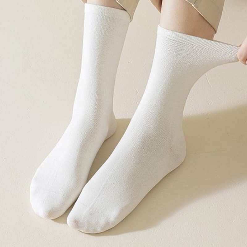 Solid na Kulay Autumn/Winter Retro Style Pile Socks White Socks Solid na Kulay Autumn/Winter Retro Style Pile Socks White Socks
