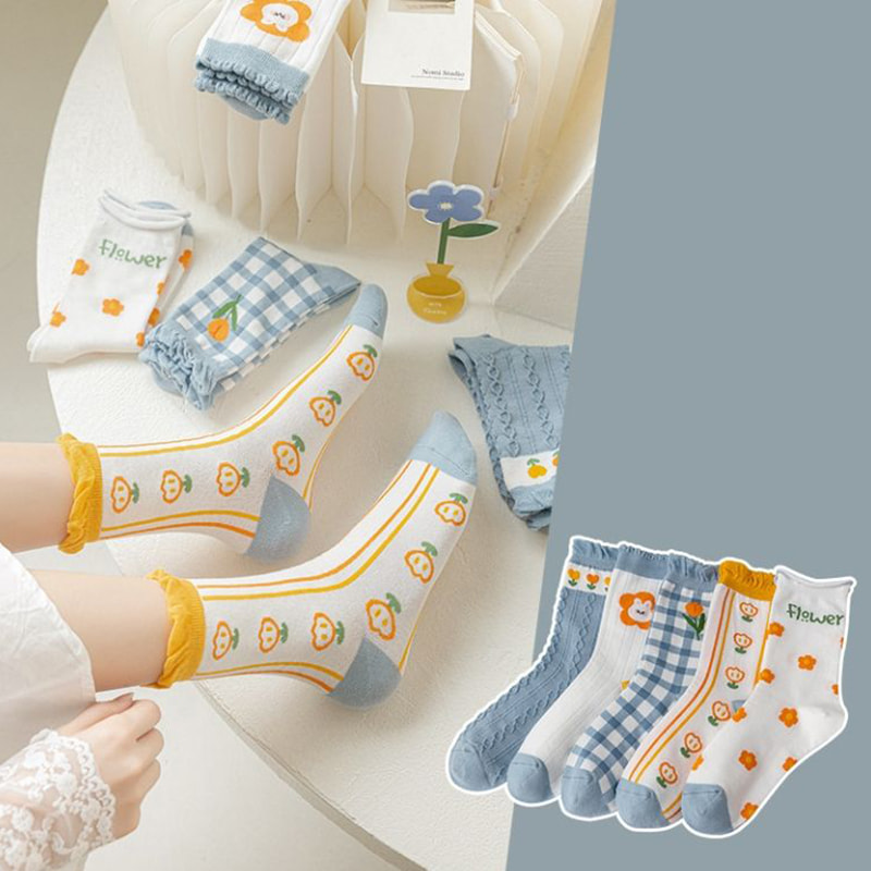 Mid Tube Socks Para sa Mga Bata, Japanese Cartoon Socks Trend, Korean Bersyon, Apat na Season Manipis na Kababaihan ng Kababaihan